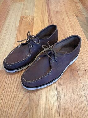 Sperry Men's Dark Brown Moc Toe Derby Shoes Handcrafted in Maine USA